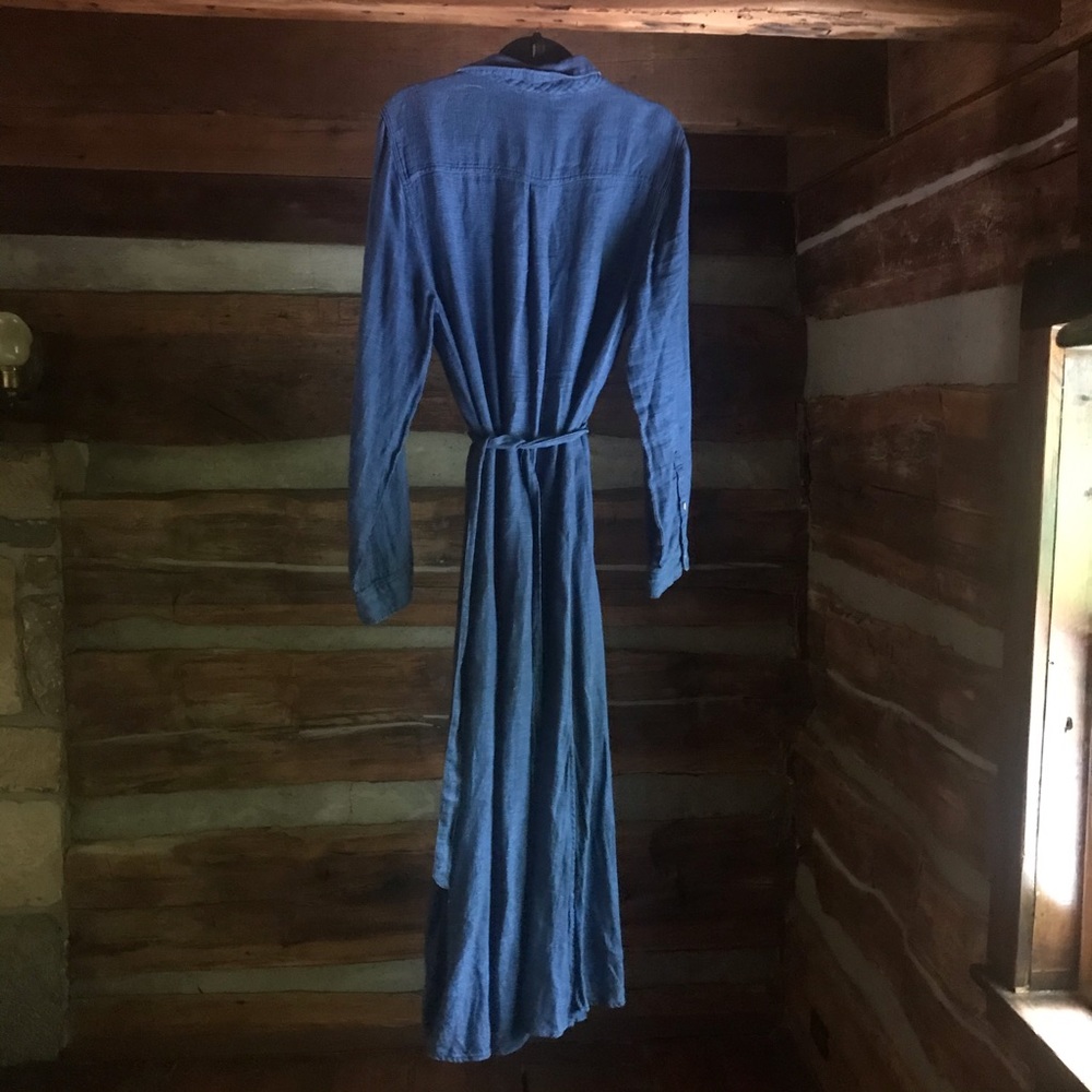 Faherty Button-Front Maxi Shirt Dress in Royal Blue - Picture 12 of 12
